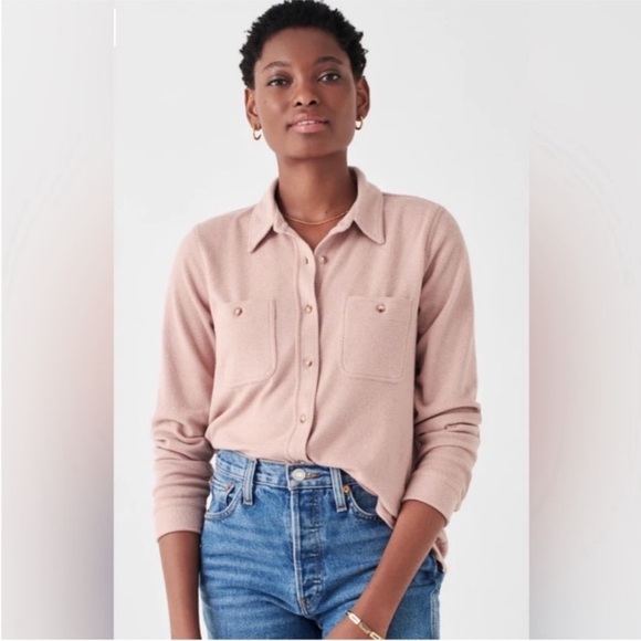 Faherty LEGEND SWEATER SHIRT Fawn Pink Twill Medium - Picture 2 of 10